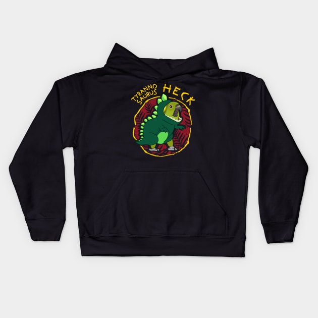 tyrannosaurus HECK yellow naped amazon parrot Kids Hoodie by FandomizedRose